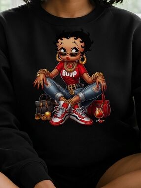Gildan Black Sweatshirt with Red Graphic Betty Boop